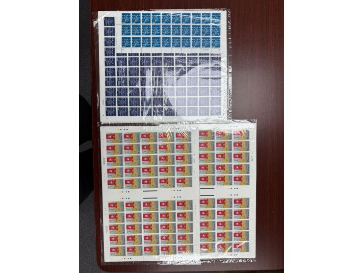 totally 100 sets. Fresh MNH with light toning. Plus some Postage Due issues in large multiples and complete sheets.