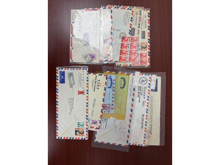 plus 4 covers bearing postage paid markings and one QEII 50c aerogramme.