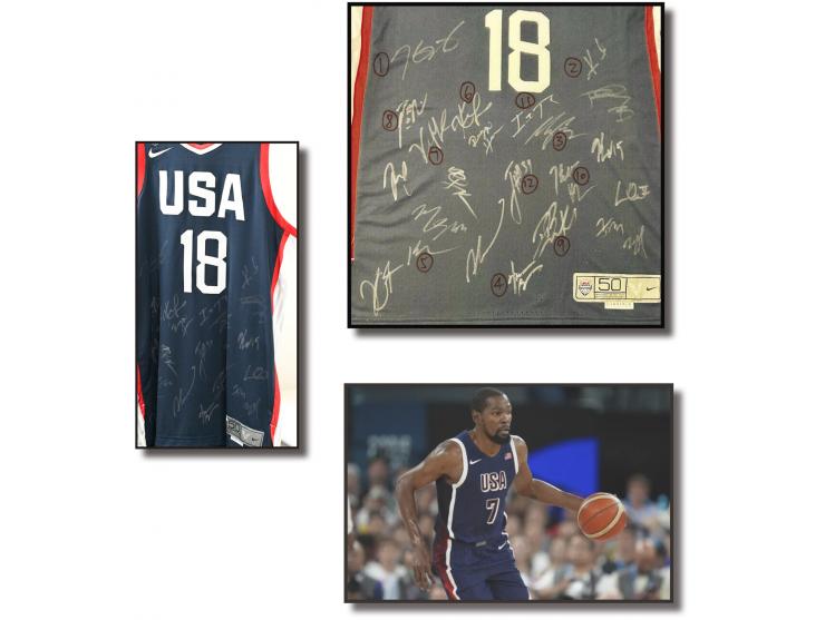 The jersey features 22 autographs of the NBA stars, and the JSA has verified and confirmed the signatures of 12 stars (with L