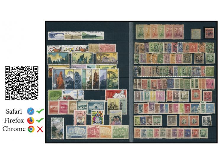 including Small Dragon, Red Revenue Surch., ROC, Liberated Area, PRC CS series and others. Strong in PRC stamps. Large quanti