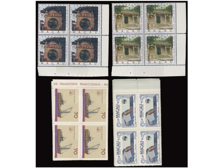 including Temple of Macau set, Macau-Taipa Bridge x 6 blocks of 4, Birds, Cargo Boats, Passenger Boats and others. All mint. 