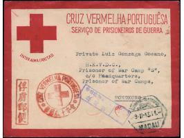 bearing Portuguese Red Cross mark, Macau octagonal datestamp and Hong Kong censor marking. Extremely rare. VF.